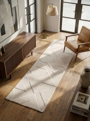 Teppich Kurzflor Geometrisch Microfaser Innen_Creme_Läufer_#sku_BARKPOMPEI801501613CREAM-BARKPOMPEI802501613CREAM#