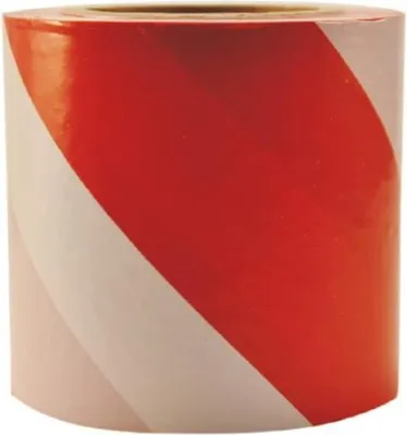 Productafbeelding van WAARSCHUWINGSTAPE 100 meter x 80 mm - WIT - ROOD