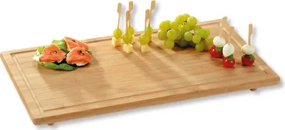 Immagine prodotto di KESPER piastra di copertura in bambù  - 50 x 28 x 3,1 cm - tagliere e piastra di copertura con scanalatura per il succo - ideale per piani di cottura - 5859113