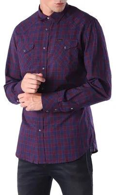 Produktbild von Diesel SULF-1 CAMICIA Herren Hemd Karohemd Langarm Purple