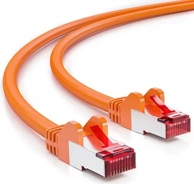 Produktbild von deleyCON 0,5m CAT6 Patchkabel S/FTP PIMF Schirmung CAT-6 RJ45 Netzwerkkabel Ethernetkabel LAN DSL Switch Router Modem Access Point Patchfelder - Orange