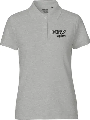 Produktbild von Huuraa Damen Polo Shirt London my love XL Sport Grey Bio Baumwolle Fairtrade Poloshirt Geschenkidee