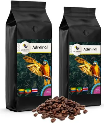 Produktbild von Los Gustos Admiral Kaffee-Bohnen 2x1000 g, Ungemahlen, Kaffeebohnen für Kaffee-Vollautomat, Frisch Geröstet
