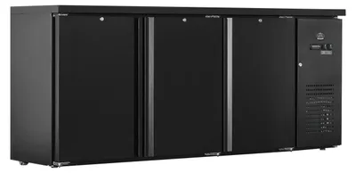 Produktbild von Gastro Barkühler | Barkühlschrank | Flaschenkühltisch | Schwarz | 3 Türen | 425 Liter | +2 bis +8 °C