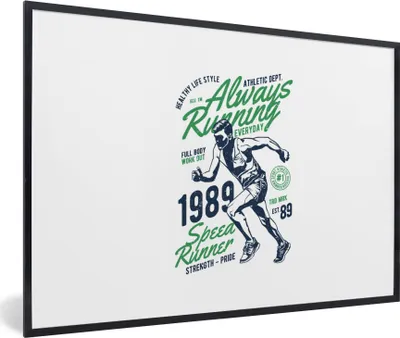 Produktbild von MuchoWow® MuchoWow® Gerahmtes Poster Laufen - Retro - Sport 60x40 cm - Poster mit zchwarzem Bilderrahmen - Printing - Wanddeko Schlafzimmer
