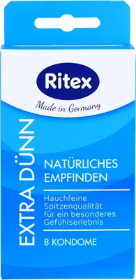 Produktbild von Ritex extra dünn Kondome - 8 Stück - extra dünn für gefühlvolle Momente - mit Gleitbeschichtung