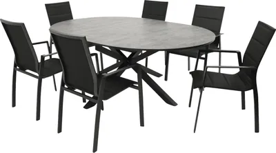 Produktbild von DEGAMO Gartenset LYON 7-teilig, Alu schwarz + ECP + Kunstgewebe