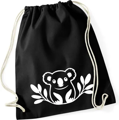 Produktbild von Huuraa Turnbeutel Koala Silhouette 12 Liter Black Baumwolle Rucksack Geschenkidee