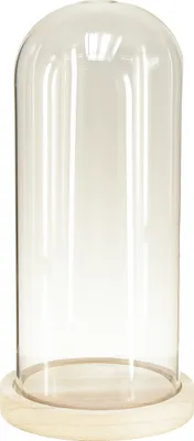 Produktbild von Glasglocke Glassturz mit Holzfuß Deko Vitrine Klar Ø14cm H28,5cm Vielseitig Stilvolles Design