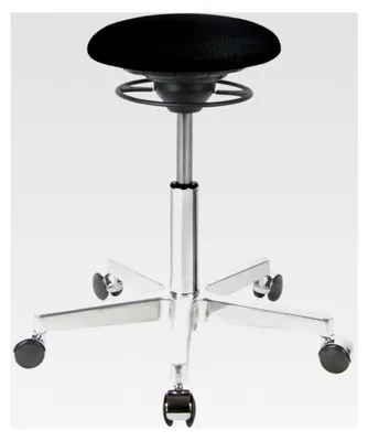 Produktbild von Bewegungshocker - Sitztrainer - ergonomischer Hocker mit Schwingeffekt - Rücken-Trainer - Bewegungsstuhl - Bürohocker - Gestell in Chrom - Schwarz