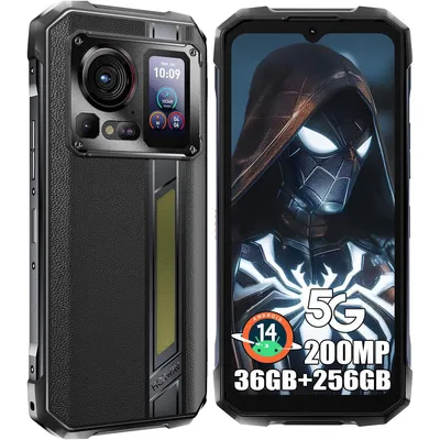 Produktbild von HOTWAV Hyper 7 PRO 5G Outdoor Smartphone, 36GB+256GB Android 14 Handy Ohne Vertrag, 10800mAh, 120Hz, 200MP+24MP Nachtsicht, IP68/NFC/GPS/OTG - Schwarz