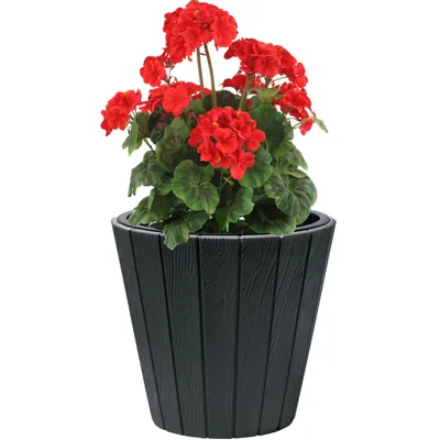 Produktbild von Runder Topf Holzimitat 21 L anthrazit Ø 35 cm - stilvolle und langlebige Dekoration für Haus und Garten