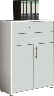 Produktbild von Aktenschrank TABOR in weiß  / weiß matt mit zusätzlichen Schubkästen, Büroschrank, (BxHxT) 84,4x113,6x33 cm
