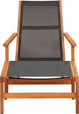 Image de vidaXL Chaise de jardin avec repose-pieds en bois massif d'eucalyptus et textilène