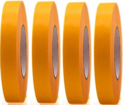 Immagine prodotto di 4 rotoli di nastro adesivo professionale oro 50 m x 15 mm - nastro crespo oro per pittori - nastro per mascheratura per pittori e decoratori - crespo per interni ed esterni - crespo per pittori - nastro adesivo versatile per lavori di pittura