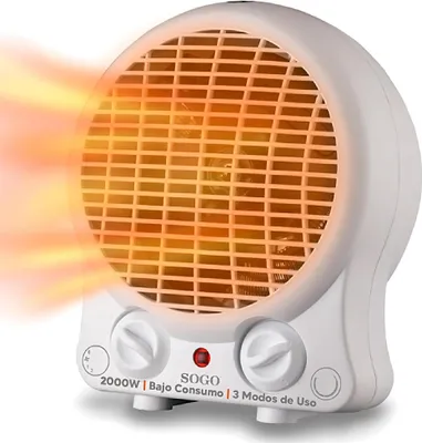 Produktbild von SOGO SS-18306 Heizlüfter, 2000W, kompakt, energiesparend, schnelle Wärme, rund, weiß