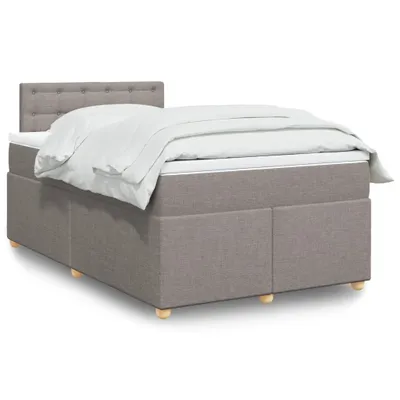 Produktbild von Design Boxspringbett mit Matratze Taupe 120x200 cm Stoff, Klassische Betten 2024 Neu