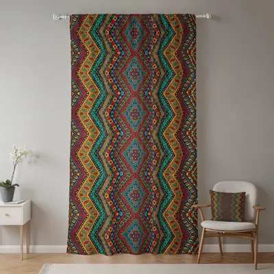 Image de Solidchoice - Rideaux bohèmes à motifs géométriques, 135 x 245 cm