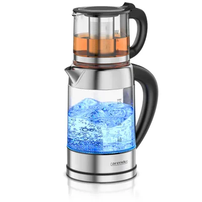 Produktbild von Arendo Wasserkocher mit Temperatureinstellung 40 - 100 °C & Anzeige, Glas & Edelstahl und Teesieb, Teekocher, 1,7 l, 2200 W, Warmhaltefunktion, LED‑Farbring, BPA‑frei