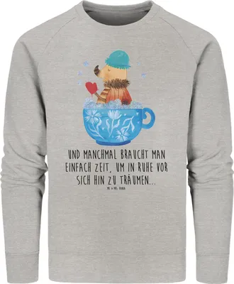 Produktbild von Mr. & Mrs. Panda Baumwoll Pullover Nachtfalter Schaumbad Größe XL - Heather Grey - Geschenk, Badezimmer, WC, Bio, Tasse, Pulli, Bad, Sweater, Ziele, Lustige Sprüche
