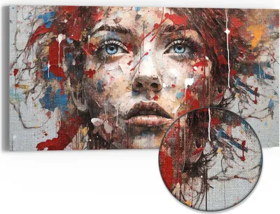 Produktbild von DEQOART Hybrid Leinwand Bild 60x30 cm 'Farbtaumel der Seele' Wandbild Glas flach modern