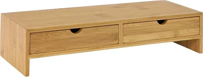 Immagine prodotto di SoBuy Supporto per monitor Supporto per computer Organizzatore da scrivania con 2 cassetti - Legno di bambù - 47 x 18 x 11 cm