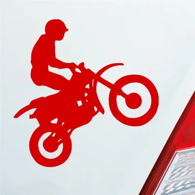 Produktbild von Auto Aufkleber Motorcross Motorrad Bike Tuning 10x9 cm Rot Sticker Heckscheibenaufkleber