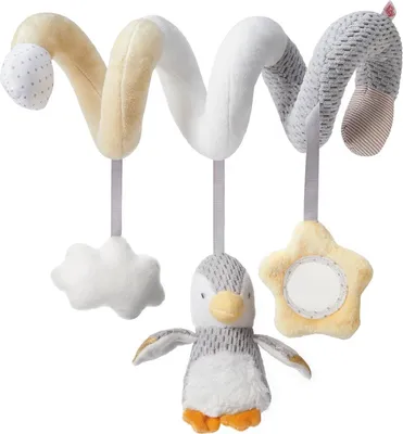 Imagen del producto de Nuby, juguete interactivo en forma de espiral con animales árticos, ideal para cochecitos, apto desde el nacimiento. Multicolor