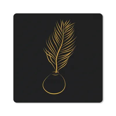Produktbild von MuchoWow® Mauspad Mousepad Pflanze - Gold - Schwarz - Strichzeichnung 30x30 cm - Mousepads - Maus Mat - Pad - Mausunterlage - Gaming