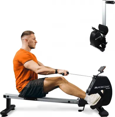 Immagine prodotto di Mobiclinic Fitness, Vogatore, RowFit, 8 livelli di resistenza, silenzioso, resistenza magnetica, monitor LCD, fino a 120 kg, volano da 6 kg Home Gym