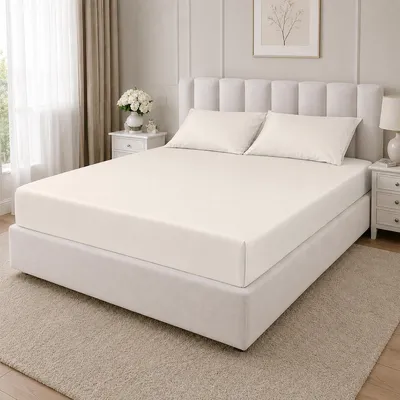 Produktbild von Traumschlaf Mako-Satin Haustuch Bettlaken 240x280 cm wollweiss