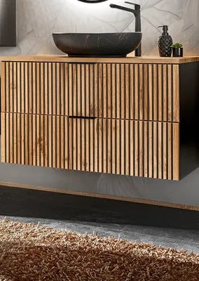Produktbild von MONTIERT Design Badmöbel Set XILO 100 cm mit Waschbecken LED Soft-Close Waschtisch