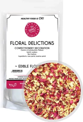 Produktbild von Blumen für Tortendekoration Floral Delicacies - 10g Essbare Blumen | Rote Rosenblüten | Jasminblüten