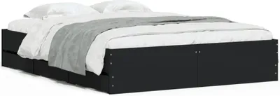 Obrázek produktu pro Rám postele se zásuvkami černý 150 x 200 cm kompozitní dřevo