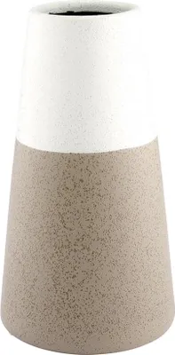 Productafbeelding van Gilde conische vaas "Taglio", crème/bruin. Lengte: 8,5 cm, Breedte: 13,0 cm, Hoogte: 24,5 cm. Artikelnummer: 31554