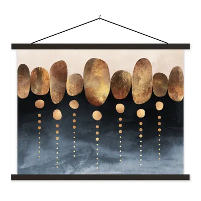 Produktbild von MuchoWow® Textilposter Gold - Abstrakt - Luxus 150x113 cm mit schwarzem Rahmen - Wohnzimmer