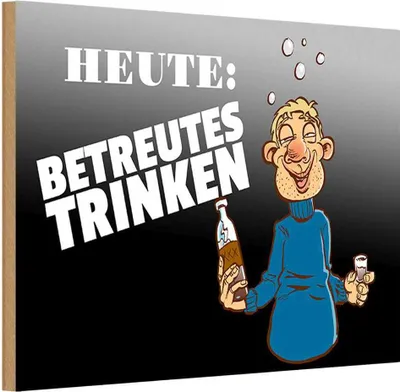 Produktbild von vianmo Holzschild 12x18 cm Alkohol Heute Betreutes Trinken