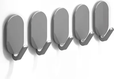 Immagine prodotto di INF Ganci ovali autoadesivi grigi, 5 pezzi, ABS, 5,9x3,1x2,1cm, per bagno Grigio