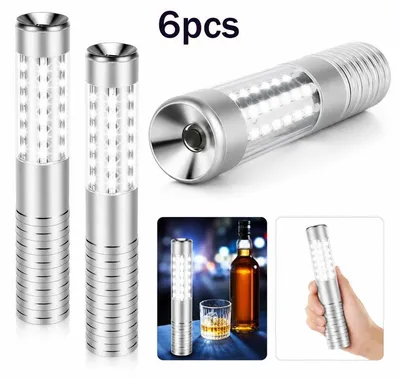 Produktbild von 6er Set LED Flaschenlicht wiederaufladbar, Flaschenaufsatz Party Licht mit 3 Modi, Stroboskop Bar Licht für Club, Event & Nachtleben