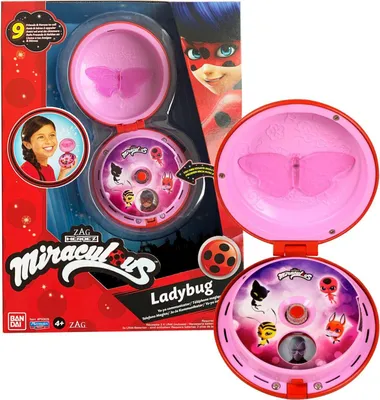 Image de Bandai Miraculous Zaubertel - Téléphone-jouet super-héros Ladybug avec 5 figurines et molettes