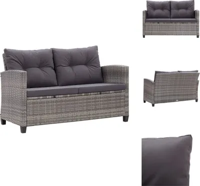Obrázek produktu pro vidaXL 2místná zahradní pohovka s polštáři šedá 124 cm polyratan - Zahradní pohovky