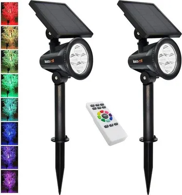 Immagine prodotto di Illuminazione da giardino a energia solare - Lampada da giardino colorata e multicolore con telecomando (2 pezzi)