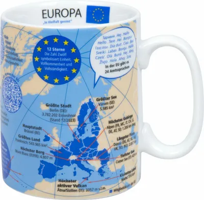 Immagine prodotto di Könitz Wissensbecher Europa, Henkelbecher, Tasse, Porzellan, Bunt, 460 ml, 11 1 330 2944