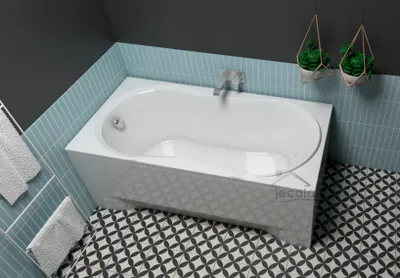 Produktbild von ECOLAM Badewanne Wanne Rechteck G-Polimat Acryl weiß 160x70 cm + Schürze Ablaufgarnitur Automatik Füße Silikon