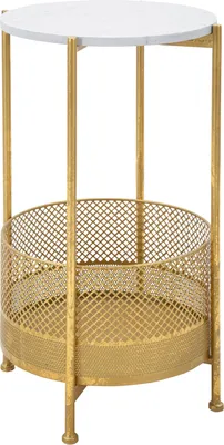 Produktbild von Kaffeetisch mit Korb, goldenes Gestell, Ø 35 cm