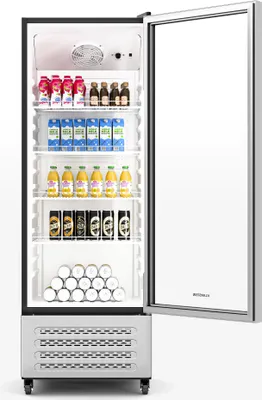 Produktbild von Klarstein GrandCooler 270L Getränkekühlschrank - Doppelverglaste Tür, Aluminium-Tür, LED-Beleuchtung, Mechanischer Thermostat, 0 °C bis 10 °C, 4 Räder,