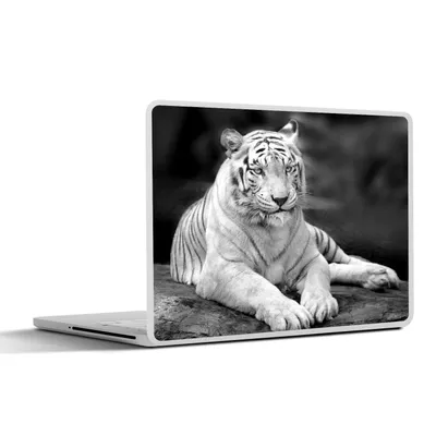 Produktbild von MuchoWow® Laptop Aufkleber Sticker Cover Tiger - Baum - Weiß - Schwarz 32.5x23.5 cm - Sticker für Laptop - Selbstklebend