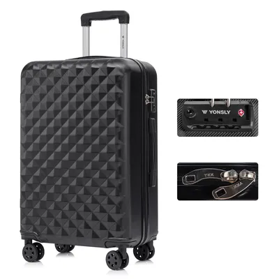 Produktbild von yonsly Premium Reisekoffer TSA-Schloss,YKK-Reißverschluss Hartschalen-Koffer Trolley Kabinenkoffer Rollkoffer Suitcase Handgepäck (Schwarz, L)