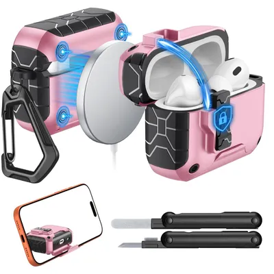 Immagine prodotto di Custodia protettiva rosa per AirPods Pro 3 (2025), resistente agli urti