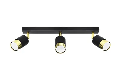 Immagine prodotto di Lampada da soffitto NERO 3 nero/oro 3xGU10 10W acciaio 18x5x45cm Sollux Lighting